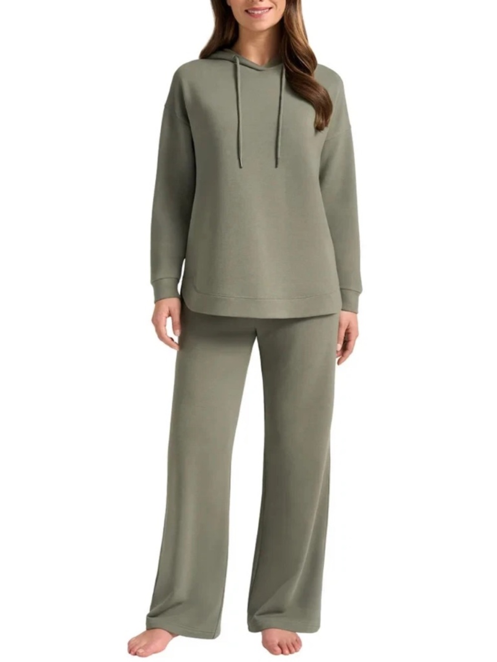 Women’s Olive Green Hooded Sweatshirt and Lounge Pants Set